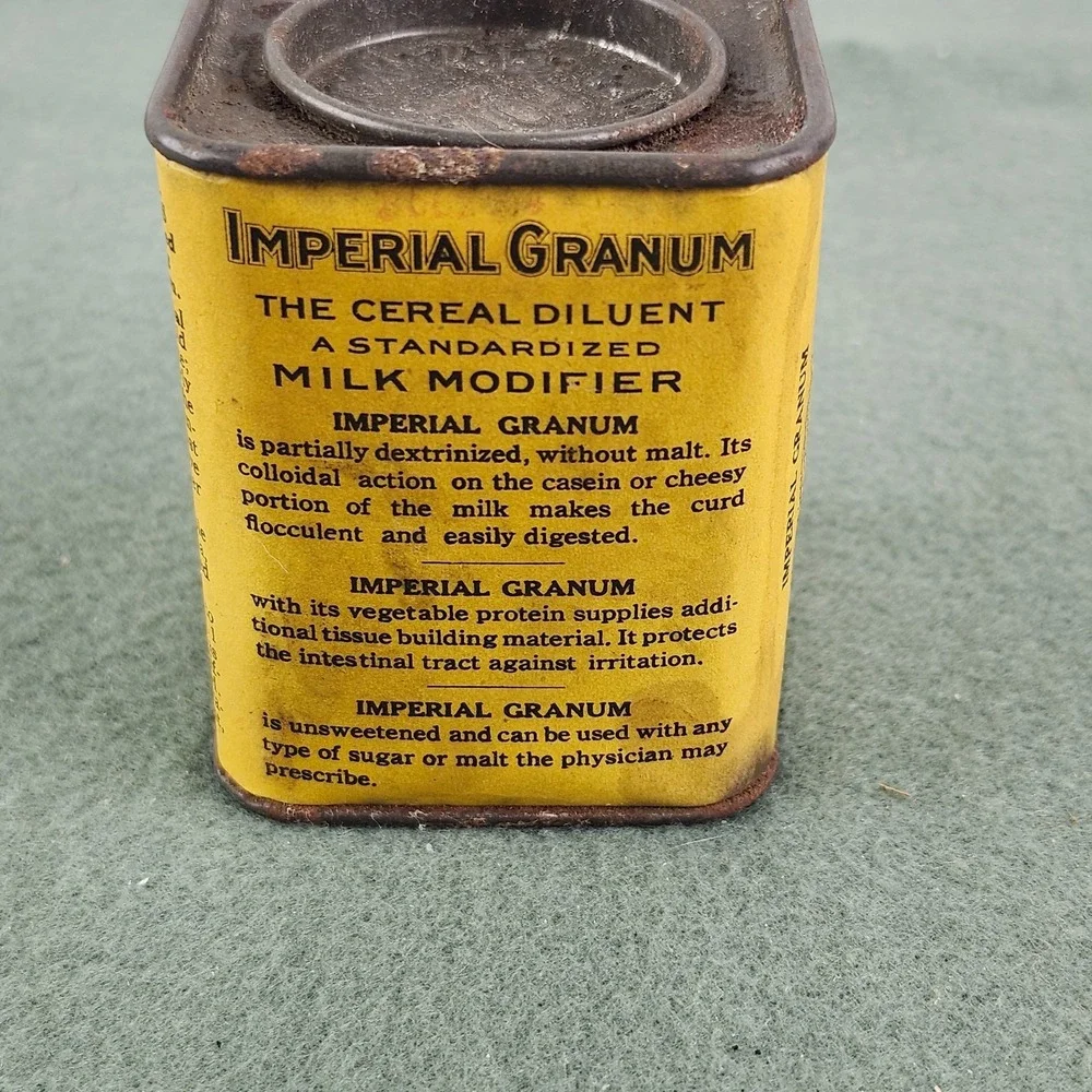 Antique IMPERIAL GRANUM Tin & Paper Label Nutritional Supplement Quack‎ Medicine